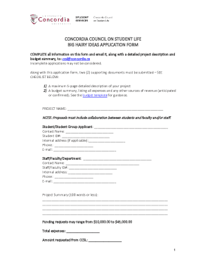 Fillable Online CONCORDIA COUNCIL ON STUDENT LIFE BIG HAIRY IDEAS ...