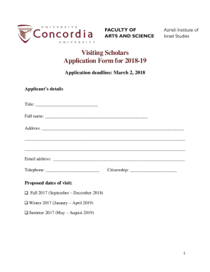 Fillable Online Visiting Scholars Application Form for 2018-19 Fax ...