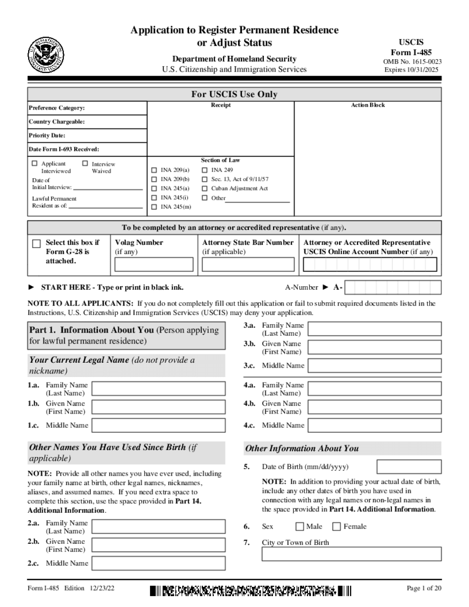 Changes To The Form I-485, Application For Adjustment Of Status