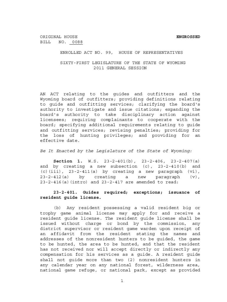 Fillable Online ORIGINAL HOUSE ENGROSSED BILL NO. HB0043 ENROLLED ACT