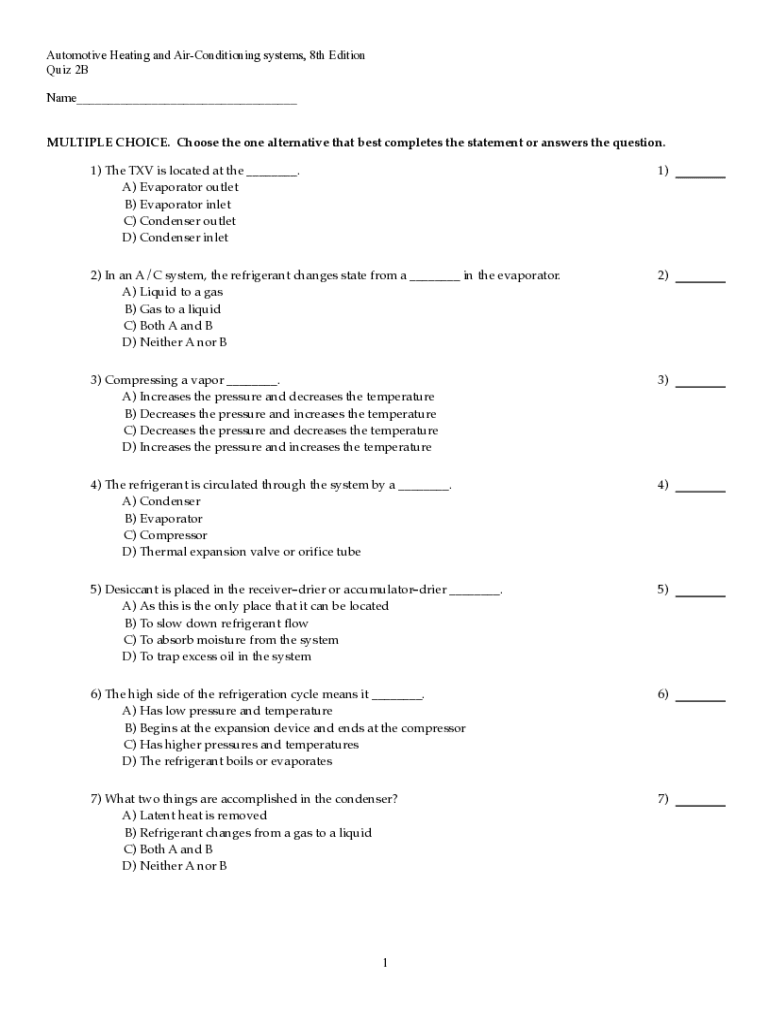 Fillable Online Automotive Heating and AirConditioning Systems, 8th