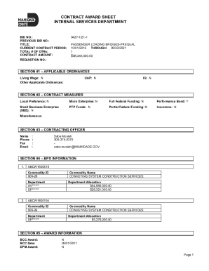 www.miamidade.gov 94271211 9427121113CONTRACT AWARD SHEET INTERNAL SERVICES ... - Miami-Dade County