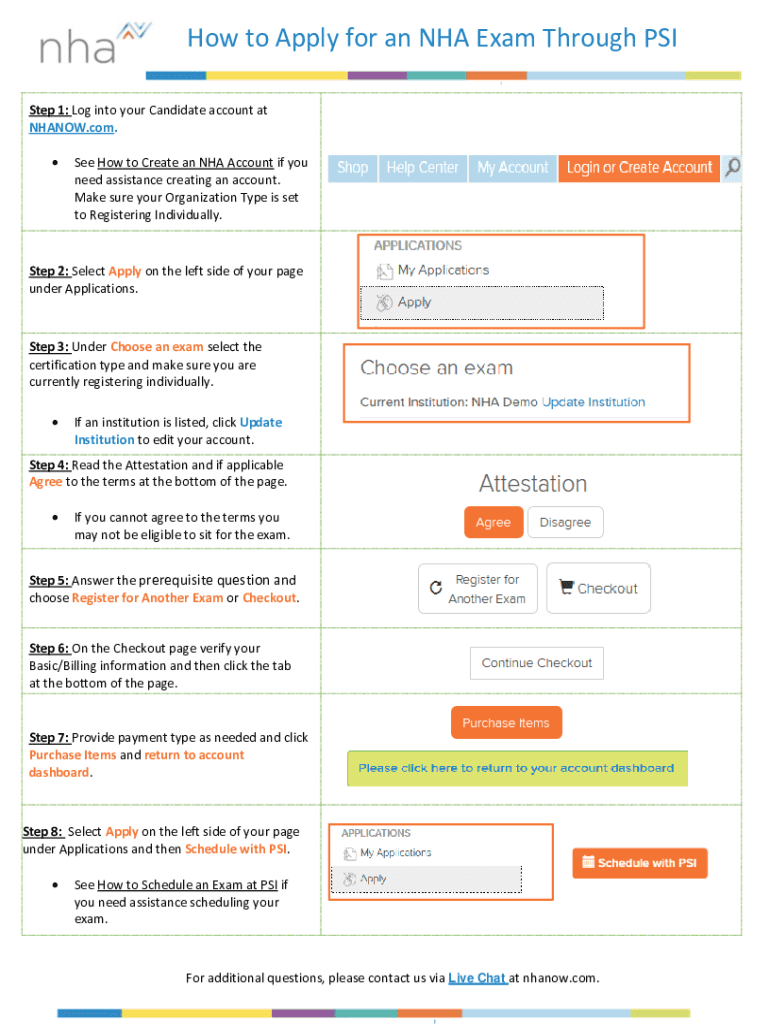 Fillable Online How to Apply for an NHA Exam Through PSI Fax Email