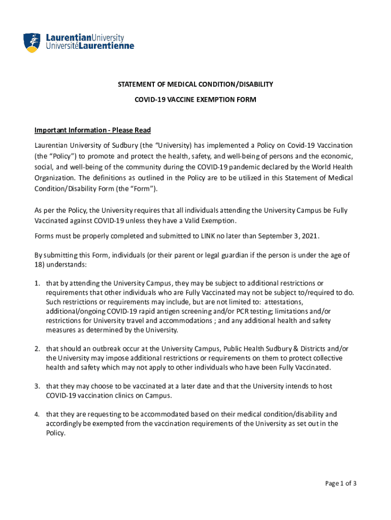 Fillable Online Medical Condition Exemption Form updated with