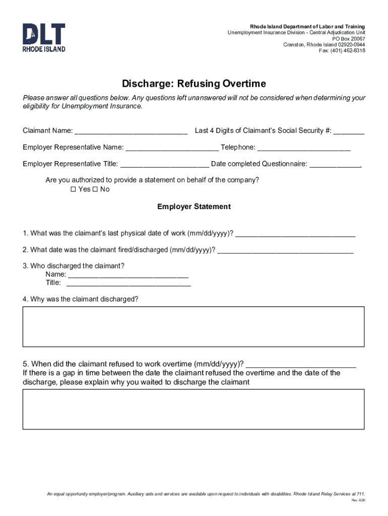 Fillable Online dlt ri dlt.ri.gov documents pdfVoluntary Quit Health or Medical Reasons Rhode