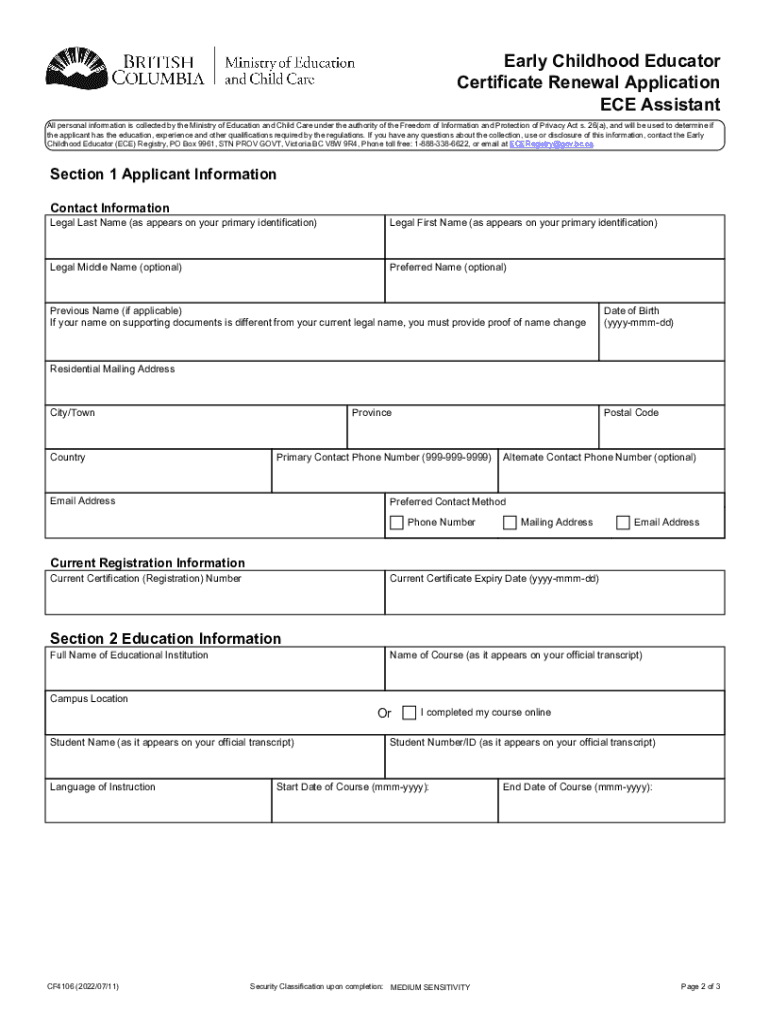 DocHub form-library479436-earlyEARLY CHILDHOOD EDUCATOR APPLICATION RENEWAL - Fill and Preview on Page 1