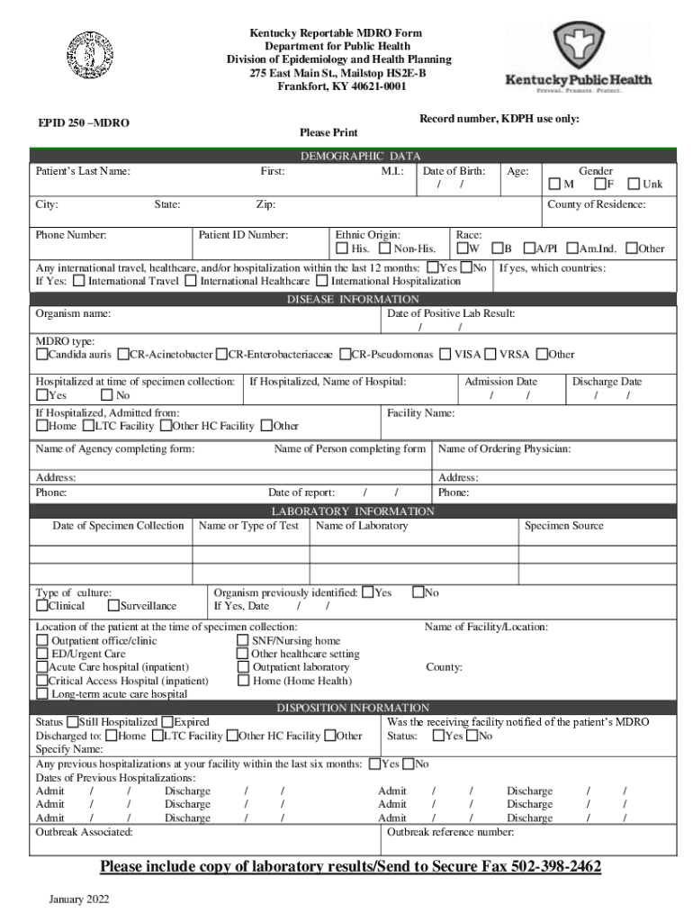 Fillable Online chfs ky Reportable