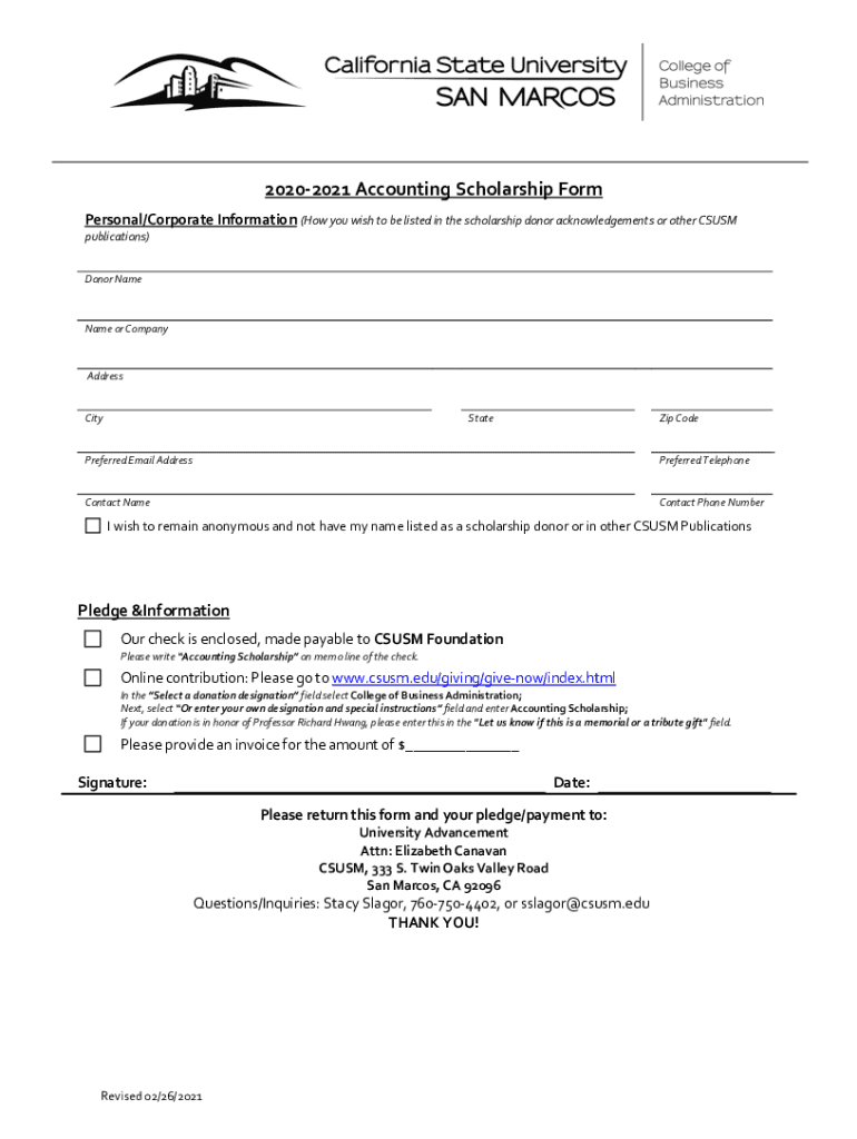 Fillable Online ACCT Scholarship Donor Form 02262021.docx Fax Email ...