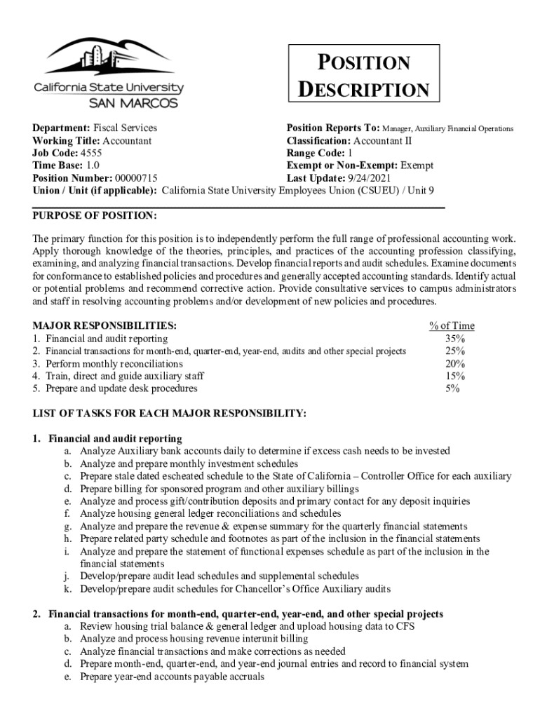 Fillable Online Financial Accountant job description templateWorkable