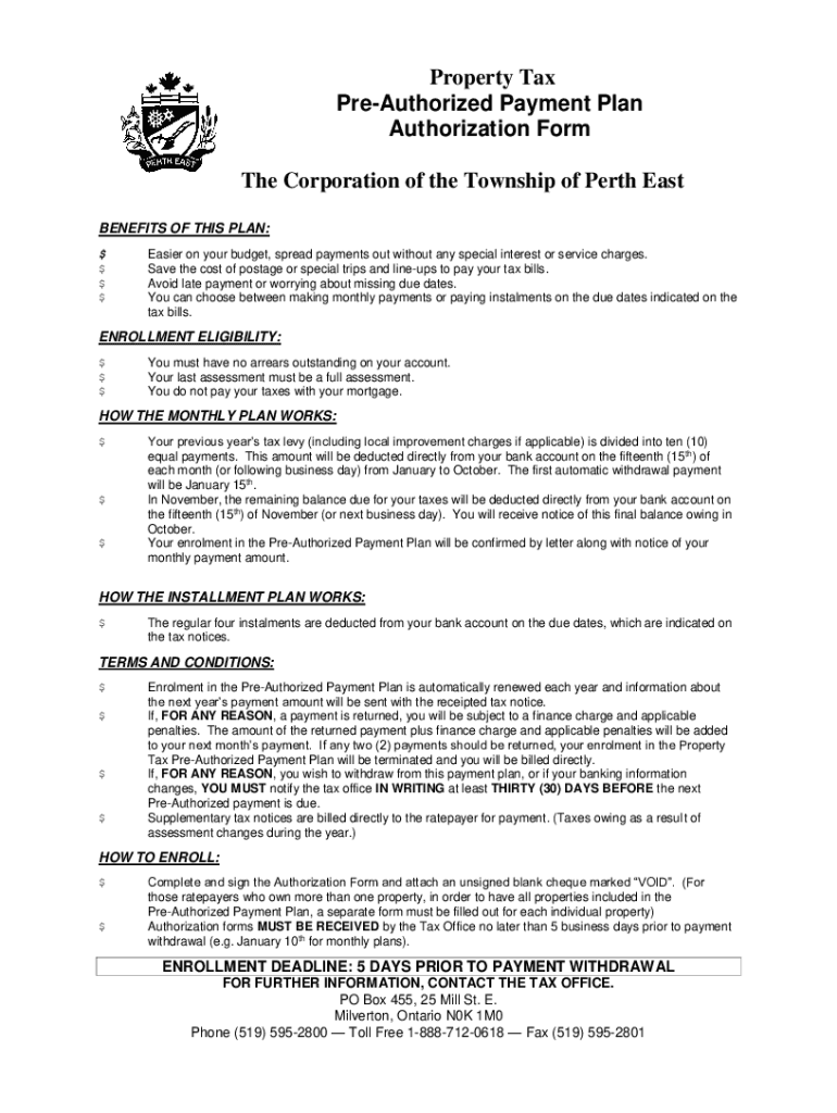 Fillable Online www.pertheast.caenmunicipalservicesProperty Tax Pre