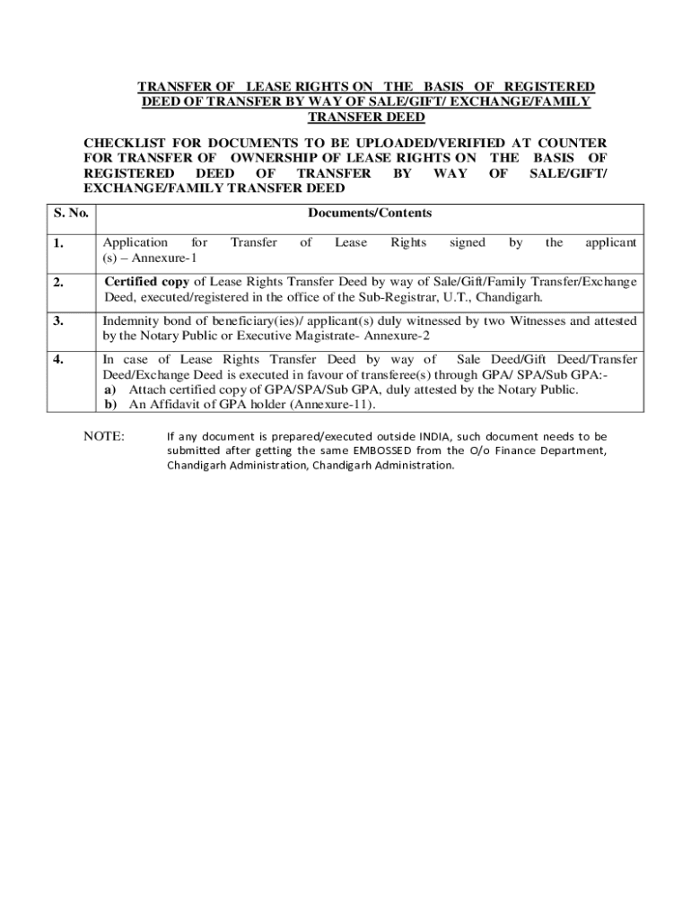 Fillable Online TRANSFER OF LEASE RIGHTS ON THE BASIS OF REGISTERED DEED OF TRANSFER BY Fax