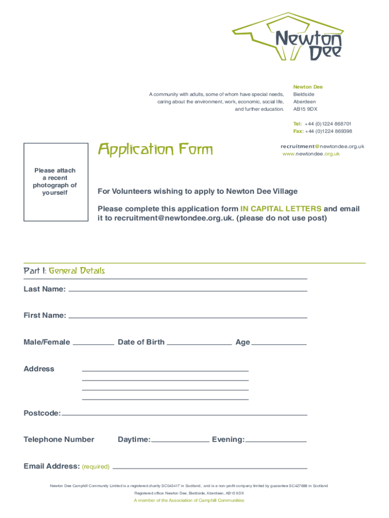 newton dee application form Preview on Page 1