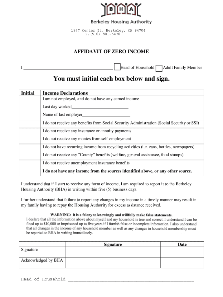 Fillable Online You must initial each box below and sign. Berkeley Housing Authority Fax Email