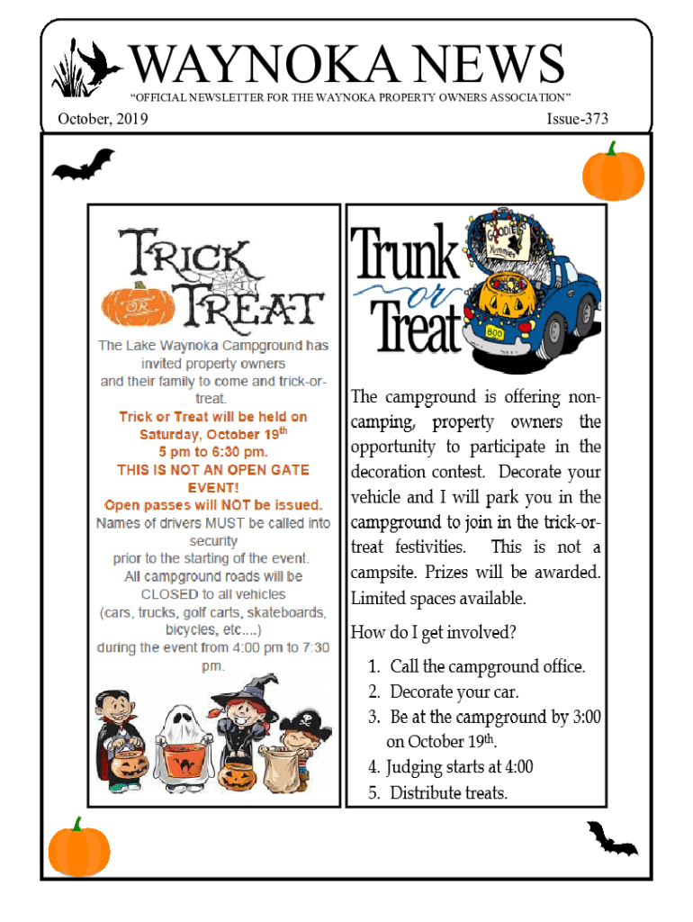 Fillable Online OFFICIAL NEWSLETTER FOR THE WAYNOKA PROPERTY OWNERS