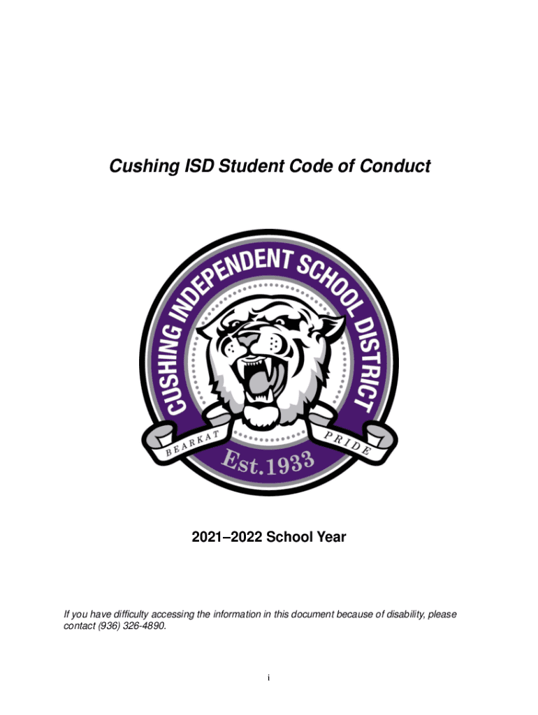 Fillable Online WellmanUnion ISD Student Code of Conduct 20212022