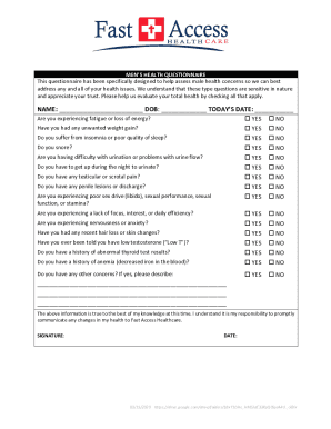 men’s health questionnaire