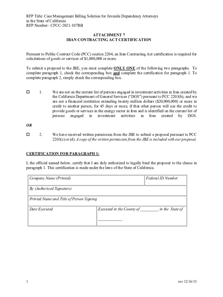 Fillable Online www alameda courts ca gov system filesIRAN CONTRACTING