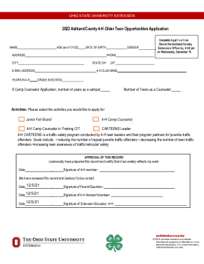 Ohio 4-H Teen Leadership Application