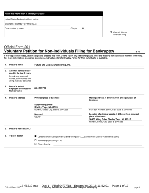 Bankruptcy Forms. Future Die Cast &amp;amp; Engineering, Inc. - Geoffrey T. Pavlic P53770