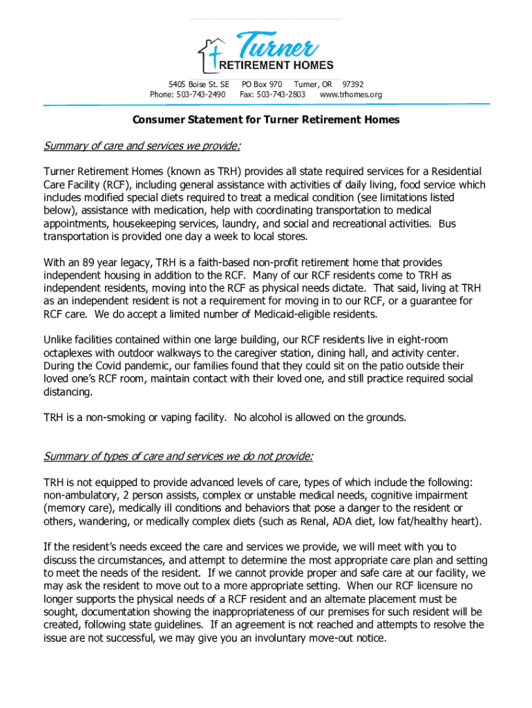 Fillable Online TRH Consumer statement final Fax Email Print - pdfFiller