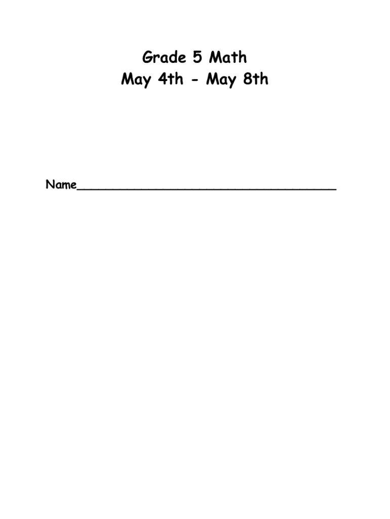 Fillable Online www.k5learning.comfree-math-worksheetsfifthGrade 5 Math