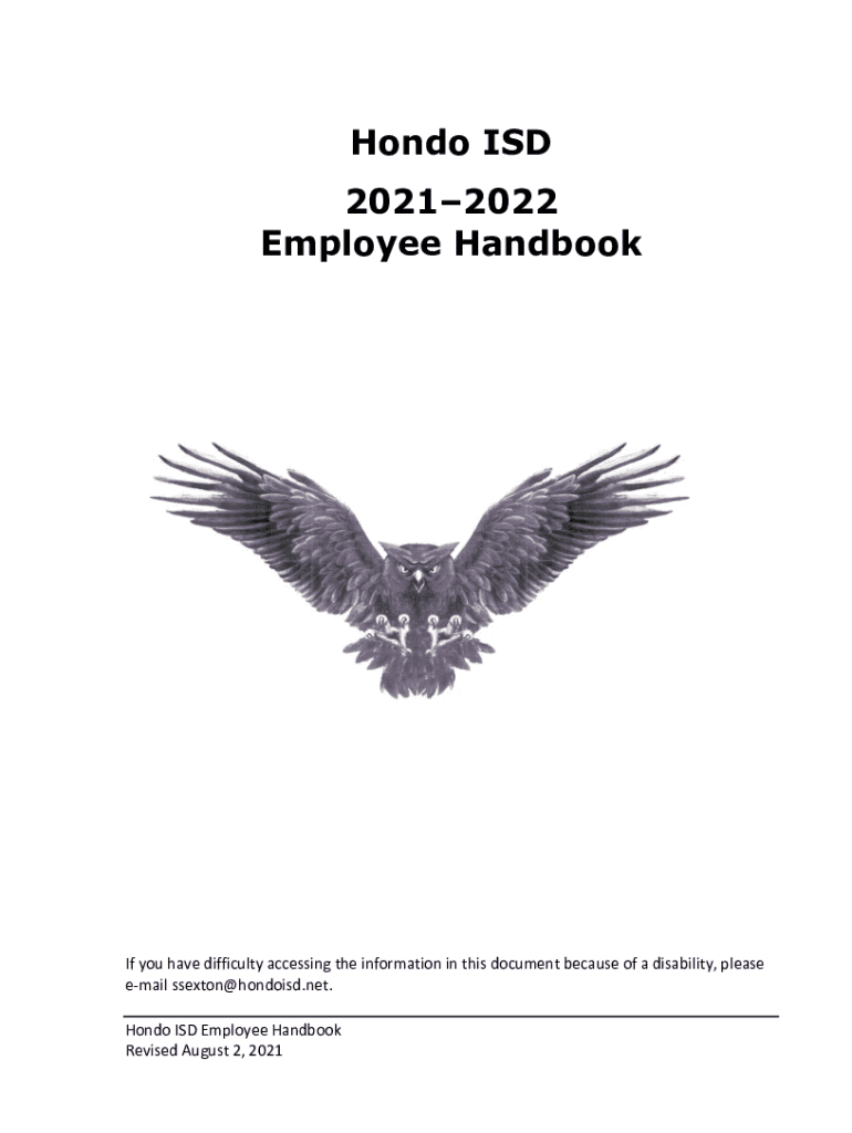 Fillable Online Hondo ISD 20212022 Employee Handbook SCHOOLinSITES