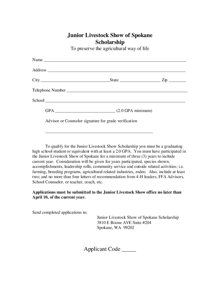 DocHub fill-and-sign-pdf-form35019Scholarship Application Junior Livestock Show of Spokane Preview on Page 1