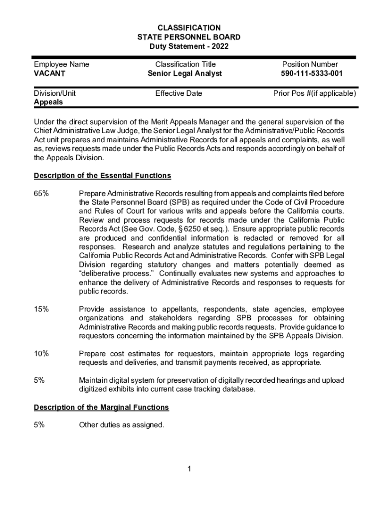 Fillable Online www.calcareers.ca.govCalHrPublicFileDownloadSTATE OF