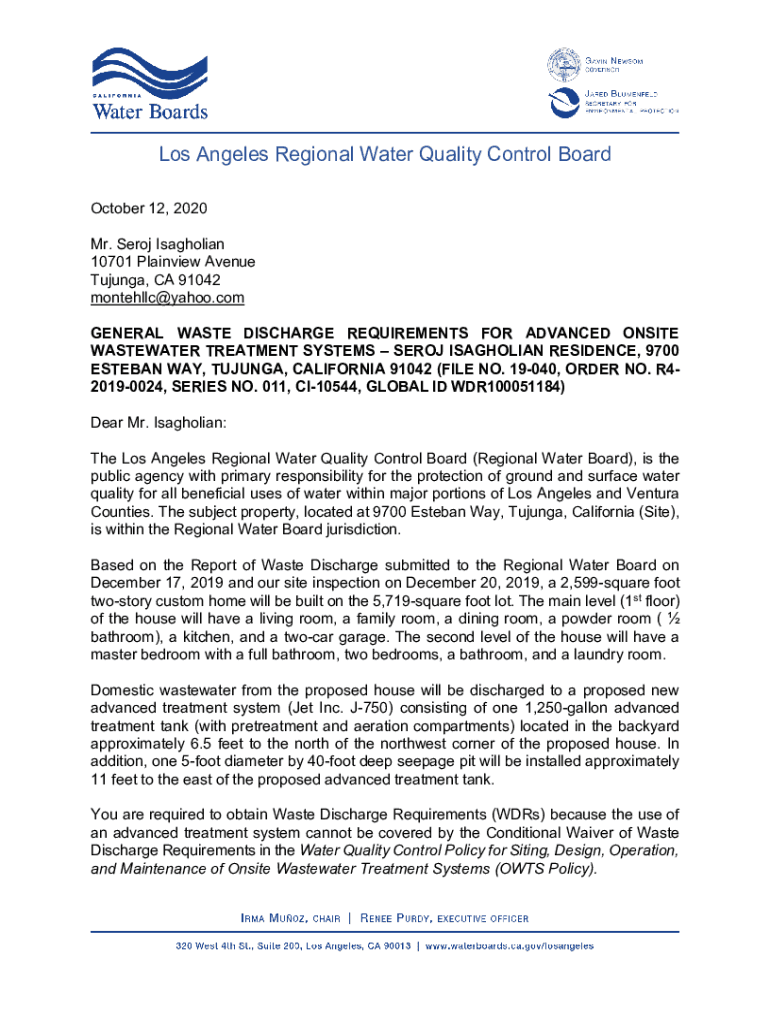 Fillable Online www.waterboards.ca.govlosangelesboardLos Angeles Regional Water Quality Control