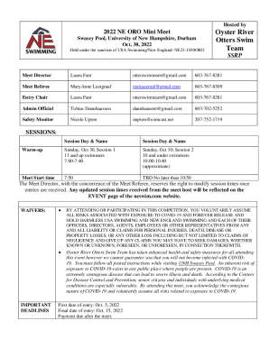 Fillable Online Oyster River Otters Swim Team - TeamUnify Fax Email