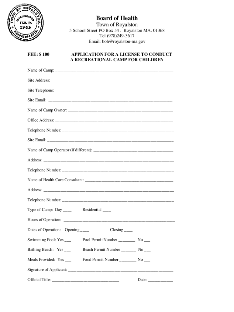 Fillable Online Royalston, MA Fax Email Print pdfFiller