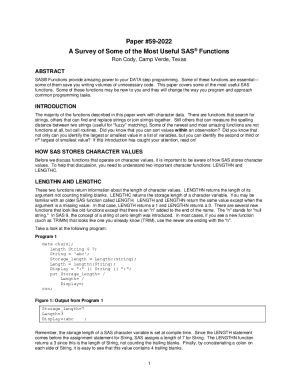 Fillable Online 40 Most Common SAS Statements, Functions and ...