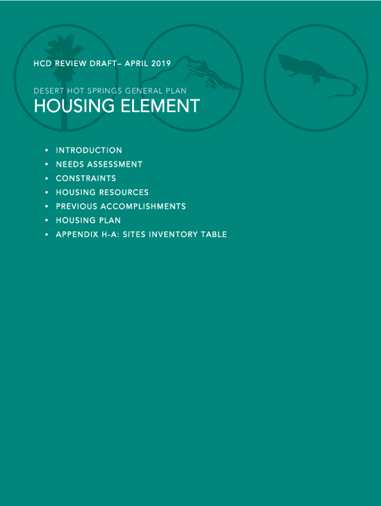 Fillable Online DESERT HOT SPRINGS GENERAL PLAN HOUSING ELEMENT hcd