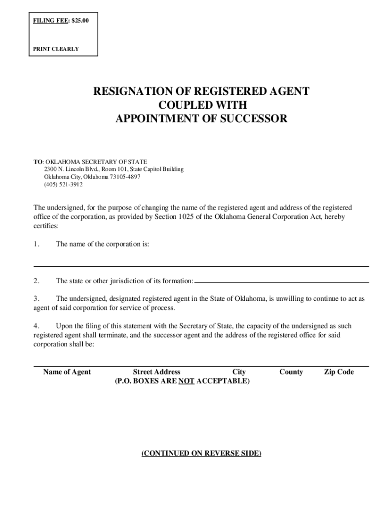 Fillable Online Of Registered Agent Coupled With