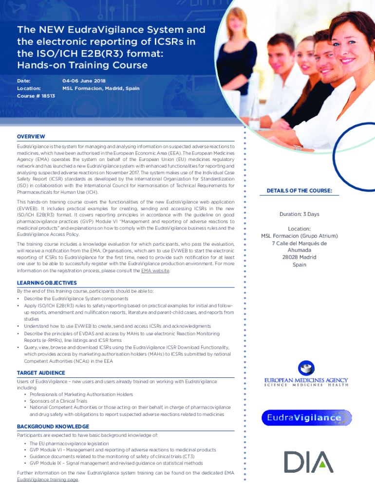 Fillable Online The NEW EudraVigilance System and the electronic