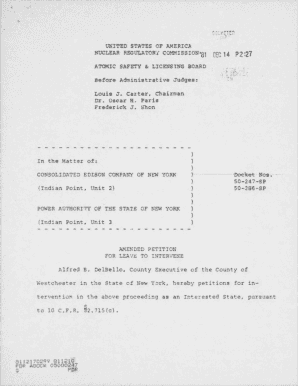 Amended petition to intervene in proceeding as interested state.Certificate of Svc encl.