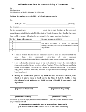 Fillable Online Example of Self Declaration Form - Templates ...