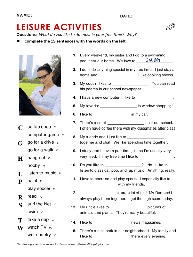 Fillable Online Leisure