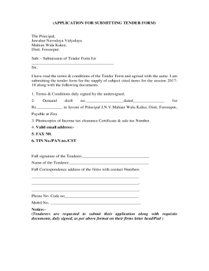 Fillable Online application for submitting tender form Fax Email Print ...
