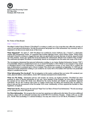 Woodland Joint Unified School District - Notice of Data Event - CA