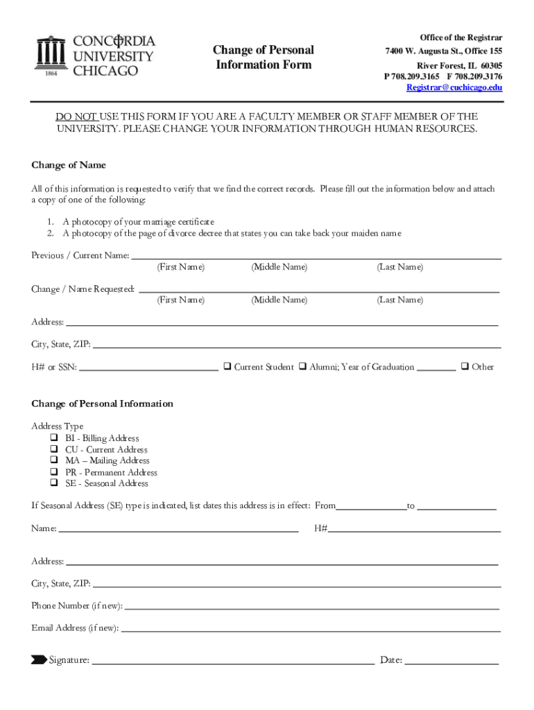 Fillable Online Intent to Graduate Form Concordia University Chicago Fax Email Print pdfFiller