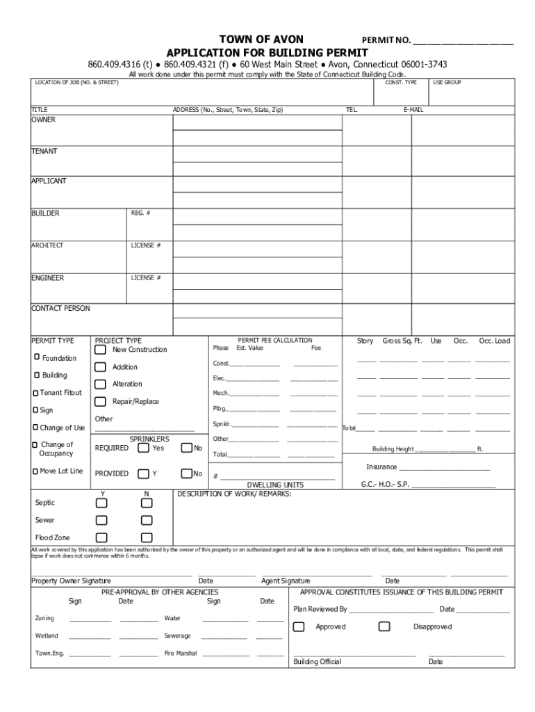 Fillable Online www.avonma.govpagesapplicationsforms