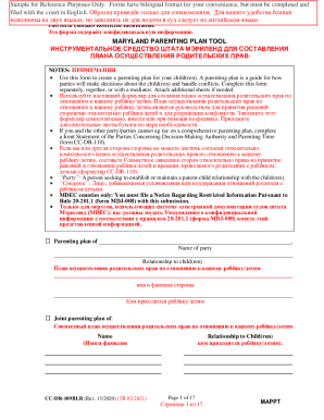 MARYLAND PARENTING PLAN TOOL ...