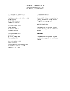 VIA FIRST CLASS MAIL Clackamas, OR, 97015 Current President or CEO ...