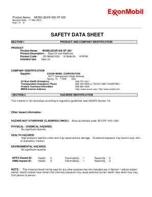 SDS - Mobilgear 600 XP 320 Safety Data Sheet. View Mobilgear 600 XP 320 oil Material Safety Data Sheet available in PDF form. For finding intended uses, product and company information, hazards identification, and more.