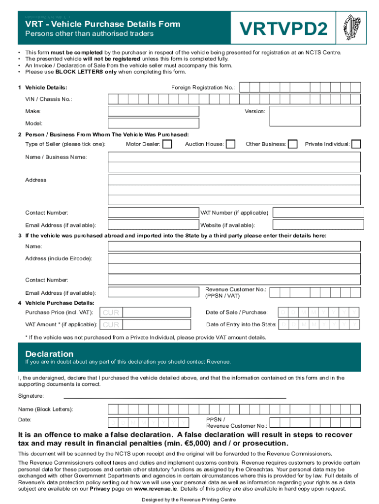 vrtvpd2 form Preview on Page 1