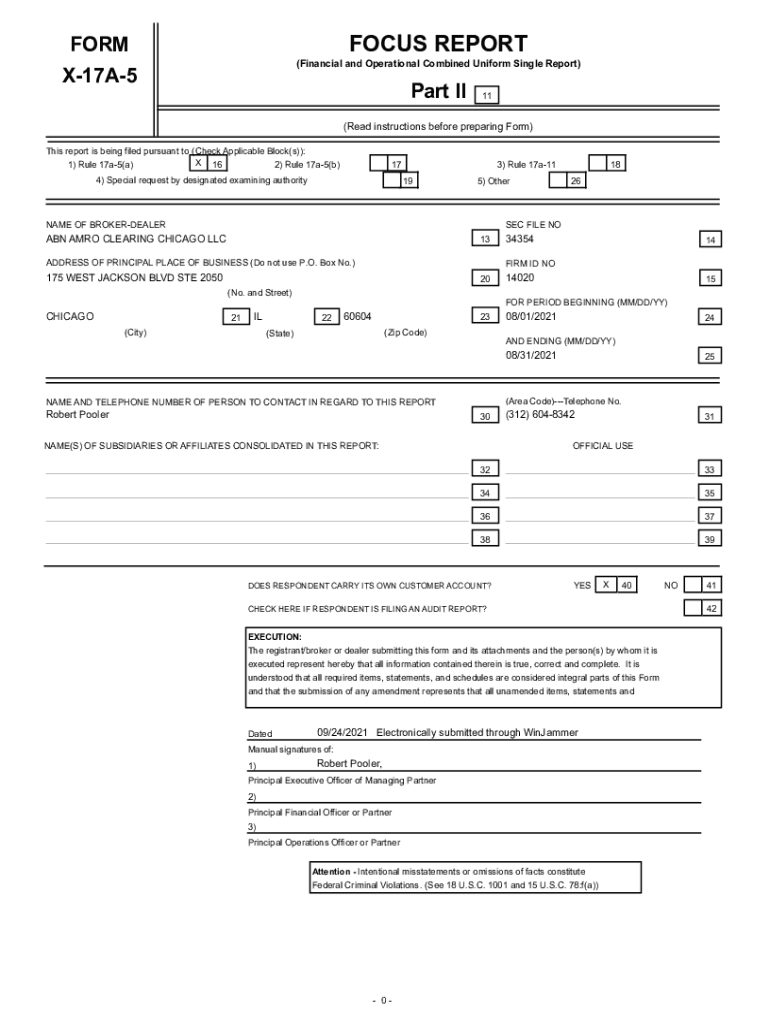 Fillable Online SEC Form X17A5 Form X17A5