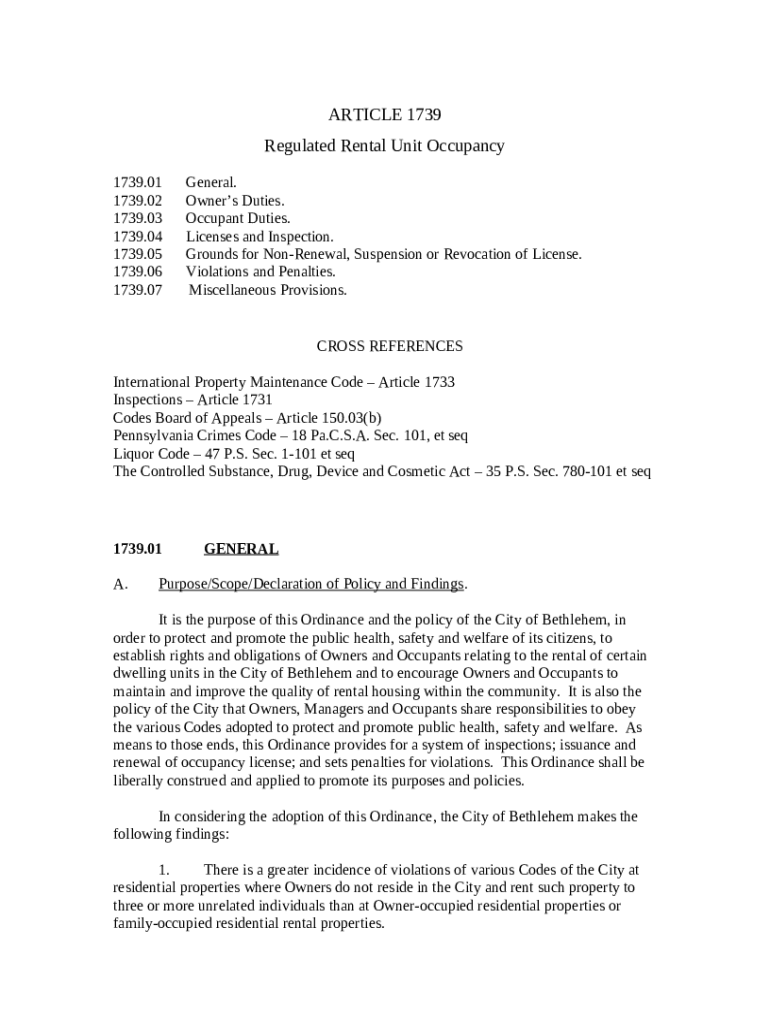 Get ARTICLE 1739 Regulated Rental Unit Bb US Legal s Doc Template