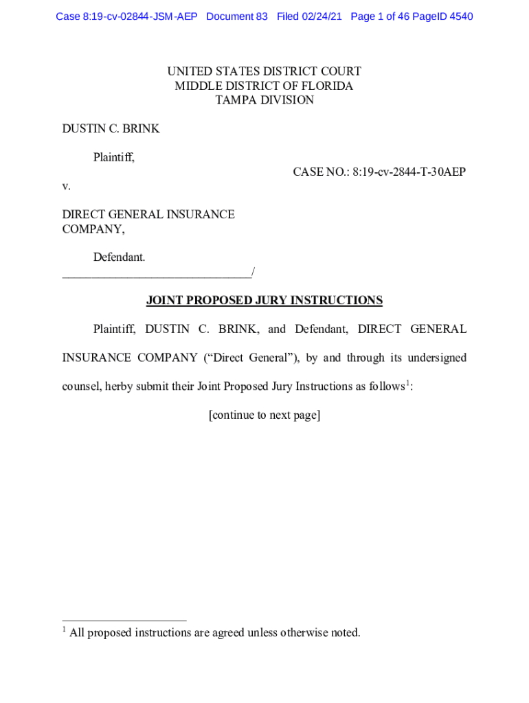 Fillable Online Brink Jury Instructions. Standard Jury Instructions in