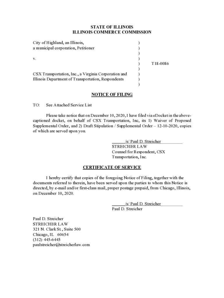 Fillable Online Daily Cases icc.illinois.gov Fax Email Print pdfFiller